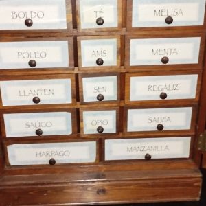 Mueble farmacéutico antiguo